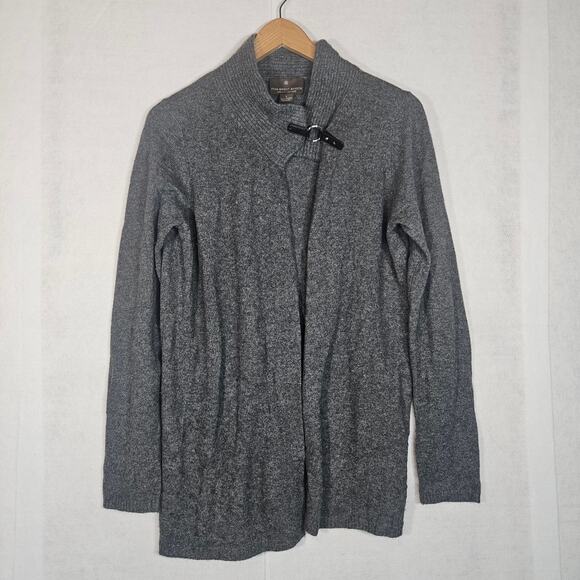 Fenn Wright Manson 100% Cashmere Gray Cardigan with Faux Leather Buckle - Picture 1 of 7